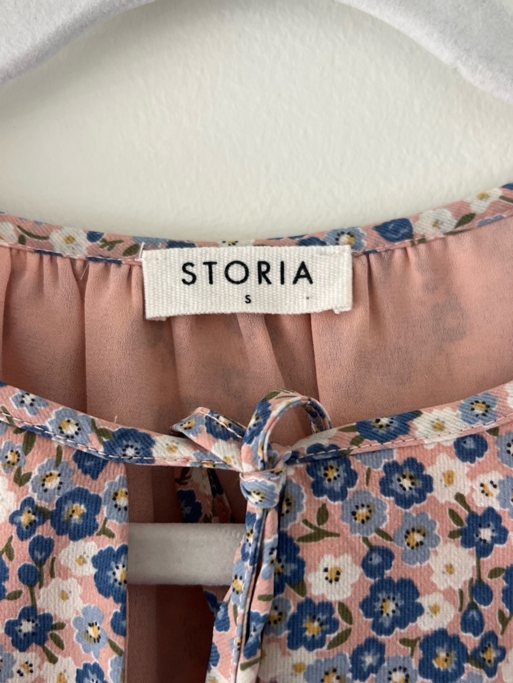 Storia Pink & Blue Floral Ruffle Smocked Waist Mini Dress - Picture 4 of 4
